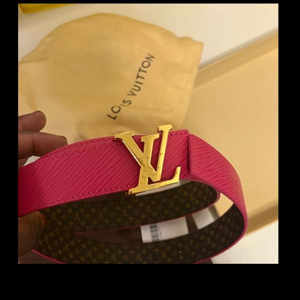 Louis Vuitton Fuchsia Belt with Gold Logo